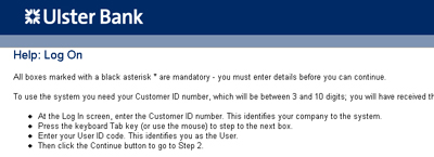 Ulsterbank Help